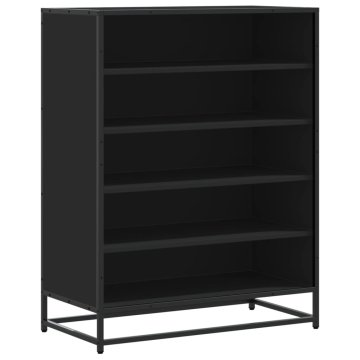 Vidaxl Omarica za čevlje črna 75x38x97,5 cm inženirski les in kovina