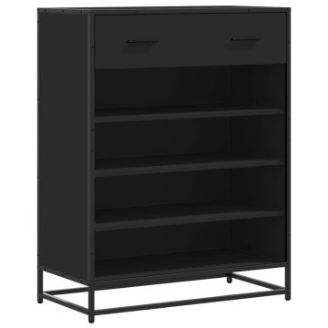 Vidaxl Omarica za čevlje črna 75x38x97,5 cm inženirski les in kovina