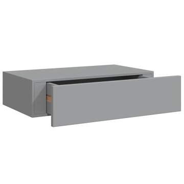 Vidaxl Stenska polica s predalom siva 40x23,5x10 cm mediapan