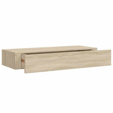 Vidaxl Stenska polica s predalom hrast 60x23,5x10 cm mediapan