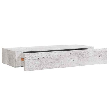 Vidaxl Stenska polica s predalom betonsko siva 60x23,5x10 cm mediapan