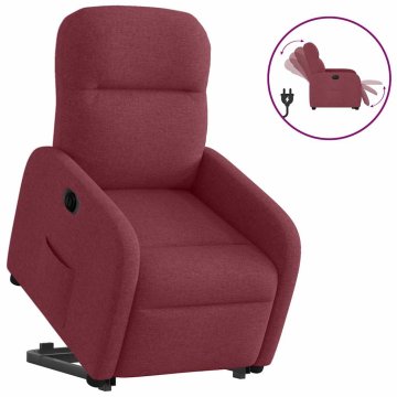 Vidaxl Električni naslanjač s funkcijo vstajanja vinsko rdeč