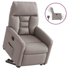 Vidaxl Električni naslanjač s funkcijo vstajanja taupe blago
