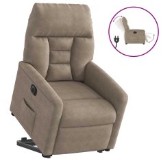 Vidaxl Električni naslanjač s funkcijo vstajanja taupe mikrovlakna