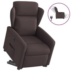 Vidaxl Električni naslanjač s funkcijo vstajanja temno rjavo blago