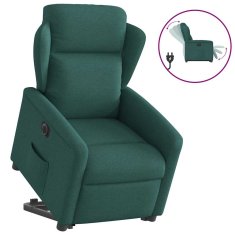 Vidaxl Električni naslanjač s funkcijo vstajanja temno zeleno blago