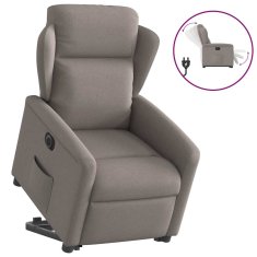 Vidaxl Električni naslanjač s funkcijo vstajanja taupe blago
