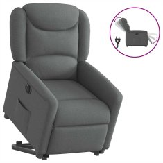Vidaxl Električni naslanjač s funkcijo vstajanja temno siv