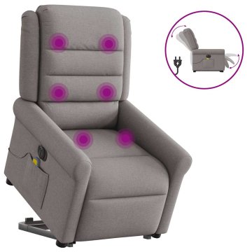 Vidaxl Električni masažni naslanjač s funkcijo vstajanja taupe