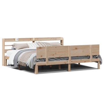 Vidaxl Bed Frame 2 kos Naravna 200 x 200 cm Solid pine wood, Plywood