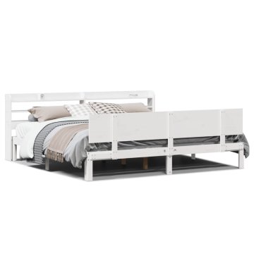 Vidaxl Bed Frame 2 kos Bela 200 x 200 cm Solid Pine Wood, Plywood