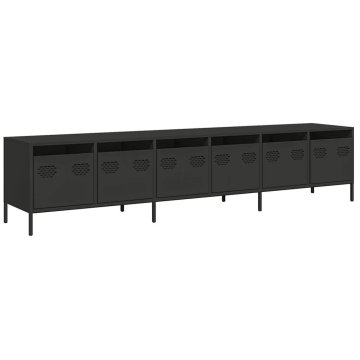 Vidaxl TV omarica črna 202x39x43,5 cm hladno valjano jeklo