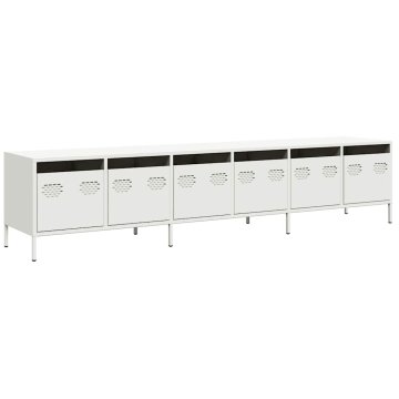 Vidaxl TV omarica bela 202x39x43,5 cm hladno valjano jeklo