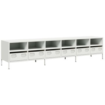 Vidaxl TV omarica bela 202x39x43,5 cm hladno valjano jeklo