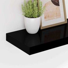 Vidaxl Stenske police 2 kosa visok sijaj črne 120x23,5x3,8 cm MDF