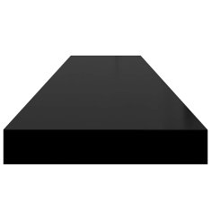 Vidaxl Stenske police 2 kosa visok sijaj črne 120x23,5x3,8 cm MDF