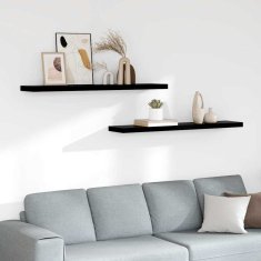 Vidaxl Stenske police 2 kosa visok sijaj črne 120x23,5x3,8 cm MDF