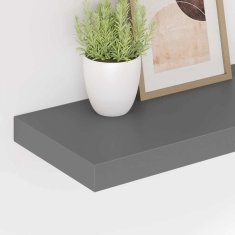 Vidaxl Stenske police 2 kosa visok sijaj sive 50x23,5x3,8 cm MDF