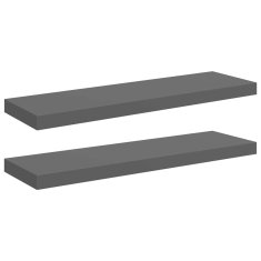 Vidaxl Stenske police 2 kosa visok sijaj sive 80x23,5x3,8 cm MDF
