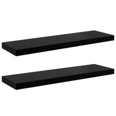 Vidaxl Stenske police 2 kosa visok sijaj črne 80x23,5x3,8 cm MDF