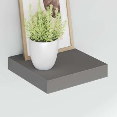 Vidaxl Stenske police 2 kosa visok sijaj sive 23x23,5x3,8 cm MDF