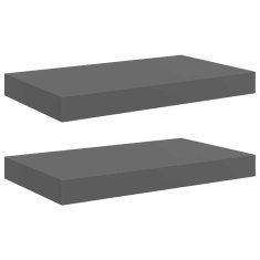 Vidaxl Stenske police 2 kosa visok sijaj sive 40x23,5x3,8 cm MDF