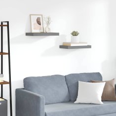 Vidaxl Stenske police 2 kosa visok sijaj sive 40x23,5x3,8 cm MDF