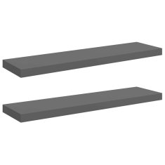 Vidaxl Stenske police 2 kosa visok sijaj sive 90x23,5x3,8 cm MDF