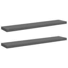 Vidaxl Stenske police 2 kosa visok sijaj sive 120x23,5x3,8 cm MDF