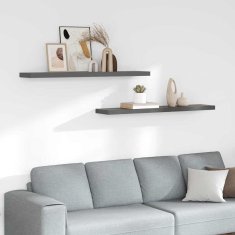 Vidaxl Stenske police 2 kosa visok sijaj sive 120x23,5x3,8 cm MDF