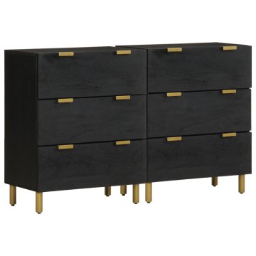 Vidaxl Komoda 2 kosa črn 60x33x75 cm inženirski les