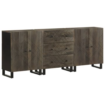 Vidaxl 3 kosi kredence črna 60x33x75 cm masivni les Mango