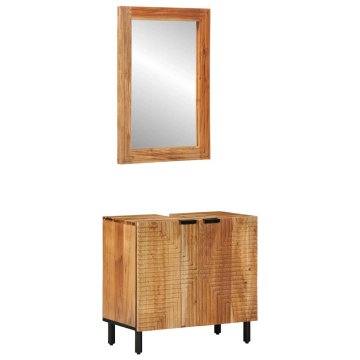 Vidaxl Komplet omaric za kopalnico 2 kos Naravna 62 x 33 x 58 cm