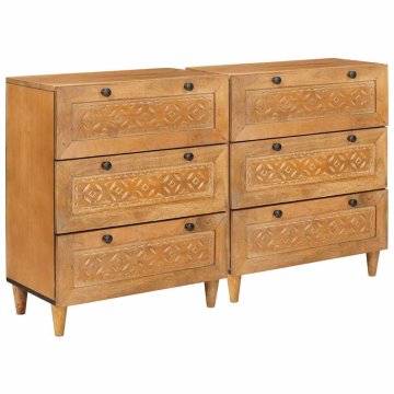 Vidaxl Strani šal 2 kos 120 x 33,5 x 75 cm trden mangov les Rjava