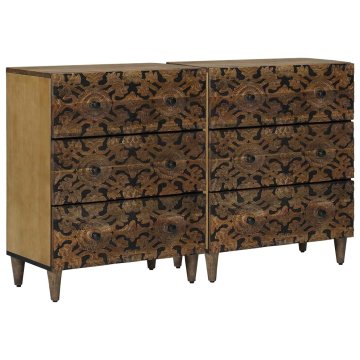 Vidaxl Strani šal 2 kos 60 x 33,5 x 75 cm Masiven les manga Rjava