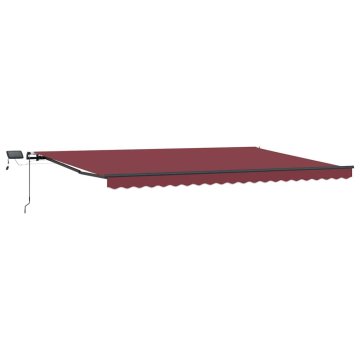 Vidaxl Ročna tenda s solarnimi LED lučkami 5 x 3 m Burgundija