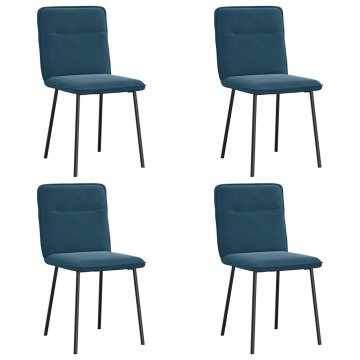 Vidaxl Jedilni stoli 4 kosi moder žamet