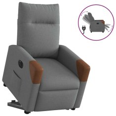 Vidaxl Električni naslanjač s funkcijo vstajanja temno siv