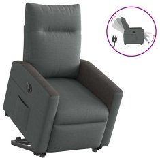 Vidaxl Električni naslanjač s funkcijo vstajanja temno siv