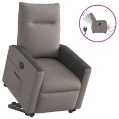 Vidaxl Električni naslanjač s funkcijo vstajanja taupe blago
