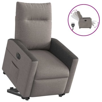 Vidaxl Električni naslanjač s funkcijo vstajanja taupe blago