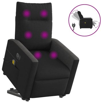 Vidaxl Električni masažni naslanjač s funkcijo vstajanja črn