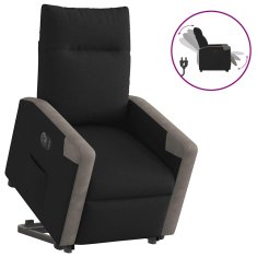 Vidaxl Električni naslanjač s funkcijo vstajanja črn