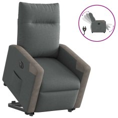 Vidaxl Električni naslanjač s funkcijo vstajanja temno siv