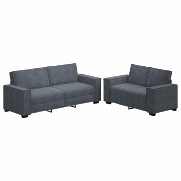 Vidaxl 2-delni komplet sedežne garniture z blazinami temno siv žamet