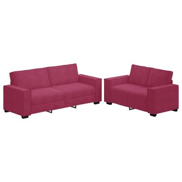 Vidaxl 2-delni komplet sedežne garniture z blazinami vinsko rdeč žamet