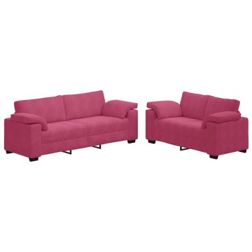 Vidaxl 2-delni komplet sedežne garniture z blazinami vinsko rdeč žamet