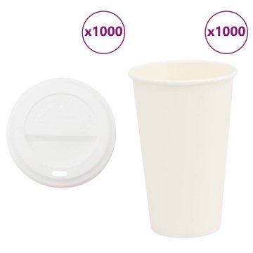 Vidaxl Papirnate skodelice za kavo s pokrovčki 1000 kosov 16oz 400ml