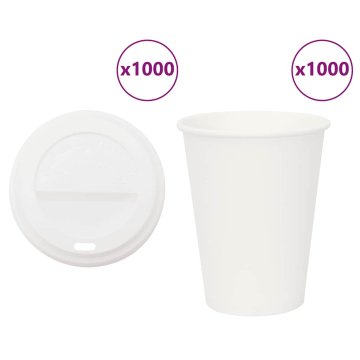 Vidaxl Papirnate skodelice za kavo s pokrovčki 1000 kosov 12oz 300ml