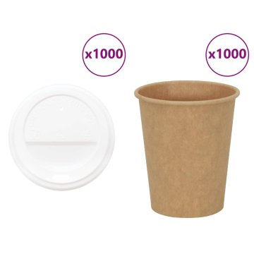 Vidaxl Papirnate skodelice za kavo s pokrovčki 1000 kosov 8oz 200ml